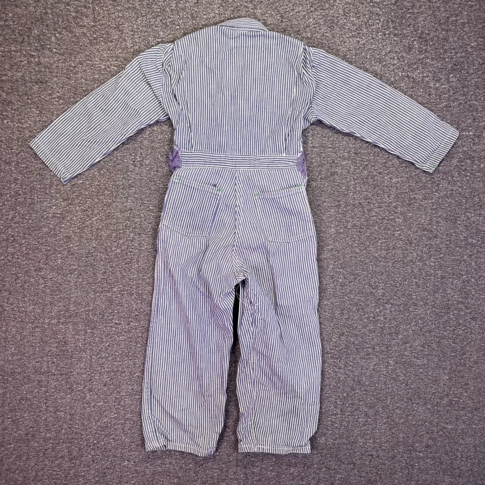 OshKosh B'gosh Coveralls Kids 4T Blue Hickory Stripe Vintage Train Conductor
